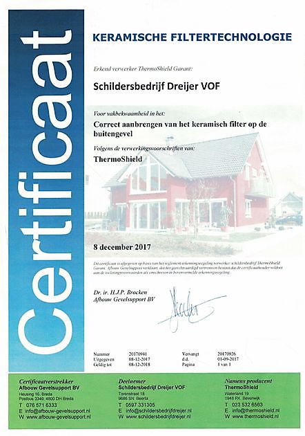 Certificering - Schildersbedrijf Dreijer Beerta